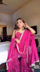 <b>Pink</b> Faux Georgette Sharara Set Heavy Mirror Work & Digital Print Top and Sharara With Sequence With <b>Lace</b> Border Dupatta - Product Image 2