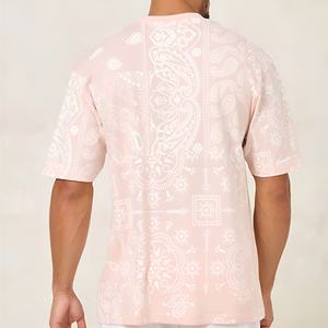 Camiseta Personalizada para Hombre, Talla Grande, 100% Algodón, Tejido Grueso, Detalle de Parche, 260 g/m², Estilo Urbano, Retro, Lavado, Lisa - Product Image 3