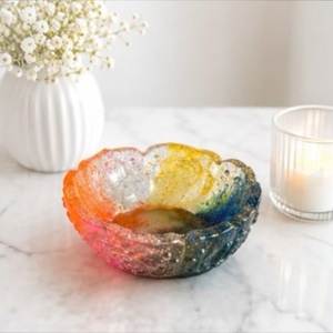 Ceramic Pattern Resin Bowls <b>Set</b> Green <b>Marbled</b> Stackable Modern Design For Food Serving Home Use Enamel Finish Food Serving Bowl - Product Image 2