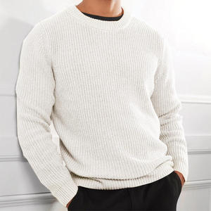 Men Customized Color Front Knitted Pullover Sweater Warm Soft Touch Cozy Winter Fit Modern Everyday Style Spandex/Cotton - Product Image 4