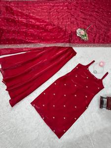 Venta caliente exclusiva en la calidad superior Georgette floreciente pesada con traje de Salwar de trabajo de secuencia de bordado - Product Image 3