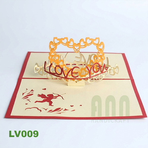 Tarjeta de felicitación emergente de corazón 3D vietnamita con recuerdo de impresión offset para el Día de San Valentín y expresando amor - Product Image 6