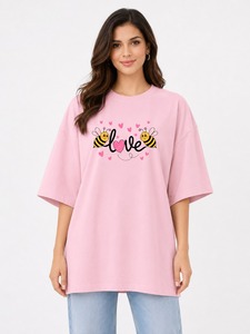 T-shirt ample à col rond pour femme, en jersey de coton respirant, à manches courtes, couleur unie, fermeture éclair, séchage rapide, style streetwear - Product Image 5