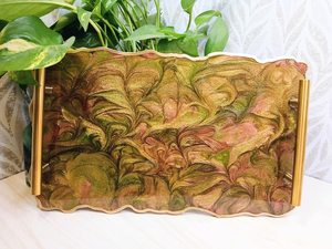 Luxury Abstract Resin Art Serving Tray with Handles Handmade Modern Coffee <b>Table</b> <b>Vanity</b> Tray Statement Home Decor unique tray - Product Image 6