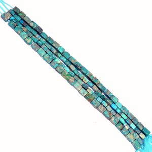 Turquoise 4x8mm-6x9mm Smooth Cuboid <b>Beads</b> Natural Arizona <b>Blue</b> Turquoise Semi Precious Gemstone Loose <b>Beads</b> For Jewelry Making - Product Image 2