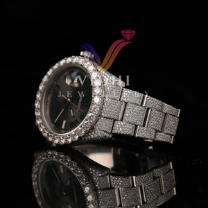 Vidhi นาฬิกากลไกจักรกลฮิปฮอป2024หรูหราปรับแต่งเพชร VVS Moissanite สีขาวทองคุณสมบัติแสงอาทิตย์ผู้ชายผู้หญิง - Product Image 2