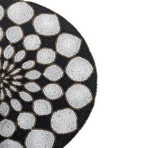 Irregular Bohemian Fabric Durable Table <b>Mat</b> Handmade Black White Geometric Design 400mm - Product Image 4