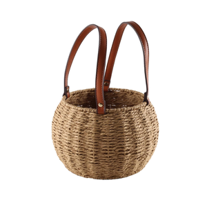 Handmade Farmhouse Paper Rope <b>Egg</b> <b>Basket</b> with Leather Handle Storage <b>Baskets</b> for <b>Egg</b> Organizing from Vietnam - Product Image 1