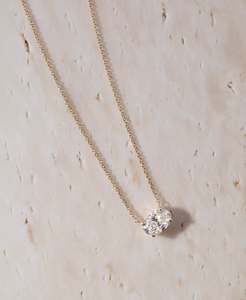 Collar con colgante de diamante de laboratorio de corte ovalado de lujo, cadena solitaria de oro macizo, joyería al por mayor - Product Image 4