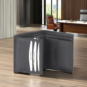 Nouvel Arrivage Royaa Portefeuille Fonctionnel Unisexe en Cuir Véritable Pleine Fleur Noir, Petit Format Allongé, Fermeture Ouverte, Polyester, Tendance Standard - Product Image 6