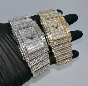 Reloj de Lujo Rectangular Estilo Hip Hop con Diamantes Baguette, Acero Inoxidable, Estilo Rapper, Movimiento ETA - Product Image 3