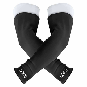 Mangas de compresión para ciclismo, negras con logo blanco, protección anti-UV, unisex para adultos - Product Image 1