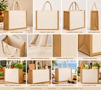 Sac de courses en jute taille moyenne avec poignées en corde, écologique et réutilisable pour les courses, sac en jute, sacs en jute en gros