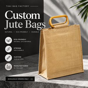 Custom Natural Jute Tote <b>Bag</b> with Bamboo Handles – Wholesale Manufacturer Thailand - Product Image 4