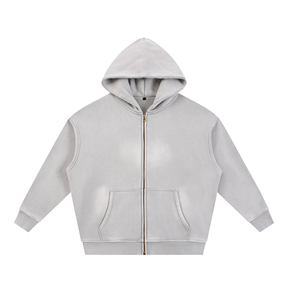 Sweat-shirt à capuche zippé streetwear personnalisé en coton épais, épaules tombantes, fabricant OEM ODM, sweat-shirt homme grande taille - Product Image 1