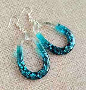 Handmade Epoxy <b>Resin</b> Oval Earrings Blue Gradient Transparent Statement Jewelry Fashion Accessories <b>Resin</b> <b>Crafts</b> - Product Image 5