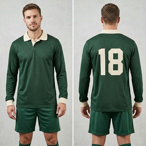 Wholesale Custom Men Vintage Short Soccer Jersey Dark Green Retro Football Shirt for for Collar Team Uniform Anti-Bacterial - Product Image 3