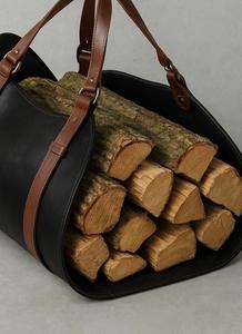 Sac de transport robuste en cuir véritable anti-odeur léger pour bûches, sac de transport portable pour bois de chauffage, sac extérieur - Product Image 2