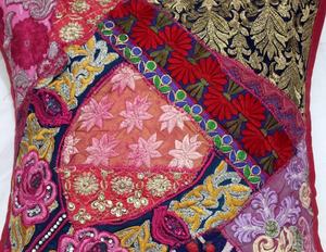 Patchwork Vintage funda de cojín Khambadiya hecho a mano algodón bordado bohemio ecléctico decoración del hogar cojín - Product Image 4