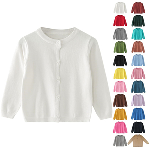 Cardigan en tricot de coton pour tout-petits, veste à manches longues et col rond avec boutons, uniforme scolaire pour garçons et filles - Product Image 1