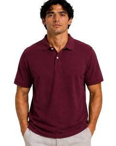 Polo Borgoña para Hombre, Manga Corta, Tela Piqué de Algodón, Diseño Jacquard Informal, Cuello Camisero, Lujoso, Verano, Personalizado - Product Image 1