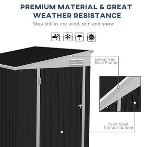 Casetta Porta Attrezzi in Metallo 4x6ft con Serratura e Prese d'Aria per Facile Montaggio - Product Image 6
