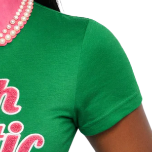 Camiseta AKA Pink Green South Atlantic para mujer, camiseta gráfica de algodón con cuello redondo y manga corta, ropa informal bordada a la moda - Product Image 3