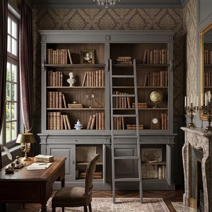 Roberto Eco-Friendly Durable Grey <b>Solid</b> <b>Wood</b> Library <b>Desk</b> Modern Minimalist Design Natural Grey Finish for Home Office Workspace - Product Image 3