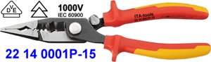 Alicates Multifuncionales Aislados de Grado Industrial y para Bricolaje de 1000V con Certificación GS-VDE, Hojas de Acero Especial para Herramientas, Mangos de TPR - Product Image 2