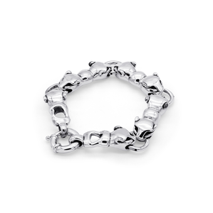 Brazalete de Plata 925 con Cabeza de Pantera y Cadena de Eslabones - Product Image 1