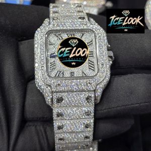 นาฬิกาข้อมือผู้ชาย ICELook หรูหรา สแตนเลสสตีล ทรงเหลี่ยม 38 มม. ระบบอนาล็อก ควอตซ์ หน้าปัดแซฟไฟร์ สายประดับเพชร - Product Image 5