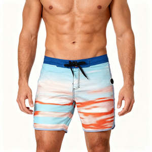 Shorts de bain pour hommes personnalisés en gros, extensibles dans 4 directions, séchage rapide, pour surf et plage, taille haute, motif imprimé sans bretelles, rayé XL - Product Image 5