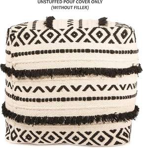 Poufs carrés bohèmes en coton faits à la main, directement de l'usine, housses de poufs, coussins de sol, poufs tissés, console avec incrustations en os - Product Image 3