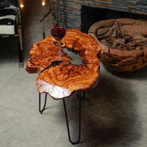 Natural Burl Wood Live Edge <b>Coffee</b> <b>Table</b> – Handmade Organic Rustic Wood Slab <b>Table</b> Irregular Shape Handmade Natural Burl Design - Product Image 1