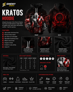 เสื้อฮู้ด Kratos Warrior Storm – ดีไซน์ชุดเกราะนักรบสปาร์ตันในตำนาน พิมพ์ลายพรีเมียมทั่วตัว เสื้อพูลโอเวอร์แนวสตรีทแวร์สำหรับเกมเมอร์สุดเท่ - Product Image 6