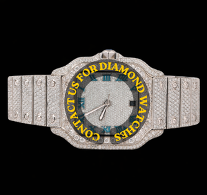 Montre pour homme personnalisée, entièrement sertie de diamants Moissanite VVS, style Hip Hop de luxe, quartz, acier inoxydable, meilleur prix - Product Image 1