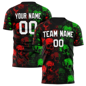 Camiseta de Fútbol Sublimada Personalizada Unisex, Verde y Negra con Diseño de Calavera, Manga Corta, Cuello Redondo, Poliéster que Absorbe la Humedad, Colo-Colo - Product Image 3