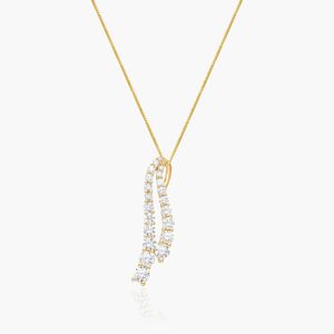 Tidal Wave Lab-Grown Diamond <b>Drop</b> Pendant In Yellow Gold - Product Image 1