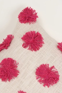 Housse de coussin carrée à fermeture éclair, 100% coton, tuftée à la main, texture brodée, moderne, ivoire rose, personnalisable, avec bordure à franges - Product Image 4