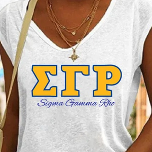 Camiseta sin mangas informal blanca con estampado de letras para mujer, estilo griego, top de verano, cómoda para uso diario, ropa personalizada - Product Image 2