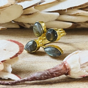 Unique Design Labradorite Vintage <b>Ring</b> 18K Gold Plated Brass Jewelry <b>Chunky</b> Multi Stone <b>Ring</b> Wholesale Statement <b>Ring</b> For Women - Product Image 5