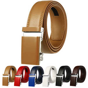 Ceinture automatique en cuir véritable pour homme, décontractée, couleur unie, boucle en alliage, moulage monobloc, durable, en cuir de vachette - Product Image 1