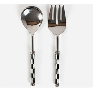 Juego de Servidores de Ensalada Vintage con Mango Estampado Amarillo, Cuchara y Tenedor de Acero Inoxidable Ecológico de Primera Calidad, Utensilios para Ensalada, Servicio de Catering - Product Image 6