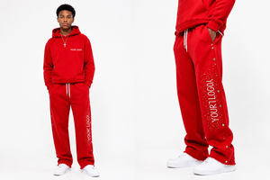 OEM Custom Branding Rhinestone Tracksuit <b>Set</b> Side Button Jogger Oversized Pullover Hoodie Sweatpants Streetwear <b>Set</b> - Product Image 3