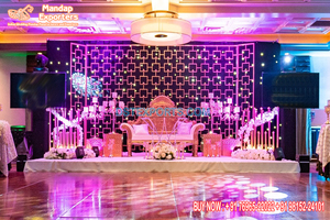Gran boda, recepción, escenario, paredes de vela asiática, decoración de escenario, hermoso, recepción de boda - Product Image 2