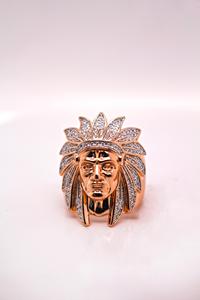 Anillo de Plata de Ley 925 Chapado en Oro Rosa con Diseño de Jefe Indígena, Estilo Hip Hop, con Circonitas y Moissanita, para Él o Ella, Unisex, con Forma de Rostro, para Regalo - Product Image 4