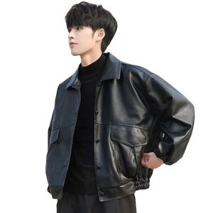 Chaqueta de motorista de cuero para hombre Chaqueta de bombardero de cuero para hombre Chaqueta de cuero para motociclistas - Product Image 1