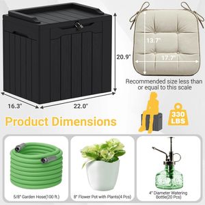 Boîte de rangement étanche résistante aux UV de 31 gallons avec couvercle verrouillable pour meubles de patio, outils de jardin, fournitures de piscine - Product Image 6