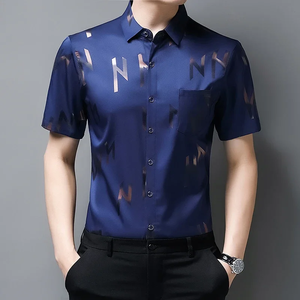 New Men's Business Casual Short Sleeved Shirt <b>No</b> Iron and Wrinkle Resistant Top - Product Image 3