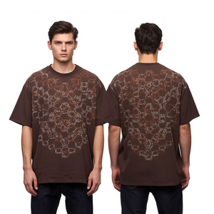 Camiseta Extra Grande para Hombre con Gráfico Hexagonal de Cristales de Imitación Marrones, Camiseta de Moda con Cristales - Product Image 2